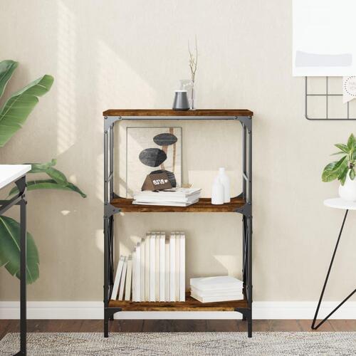 Bogreol med 3 hylder 59x35x90,5 cm konstrueret træ røget eg