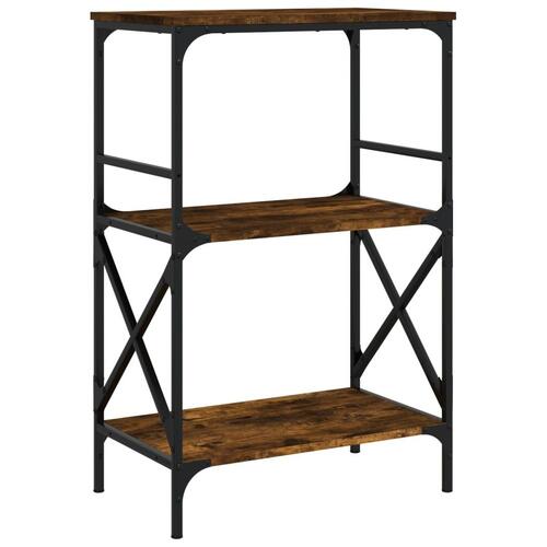 Bogreol med 3 hylder 59x35x90,5 cm konstrueret træ røget eg