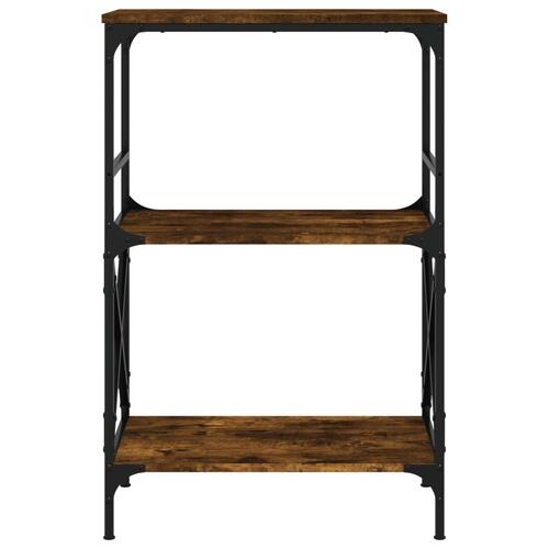 Bogreol med 3 hylder 59x35x90,5 cm konstrueret træ røget eg