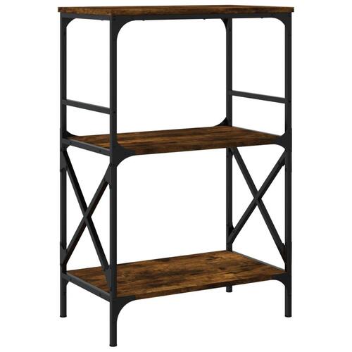 Bogreol med 3 hylder 59x35x90,5 cm konstrueret træ røget eg