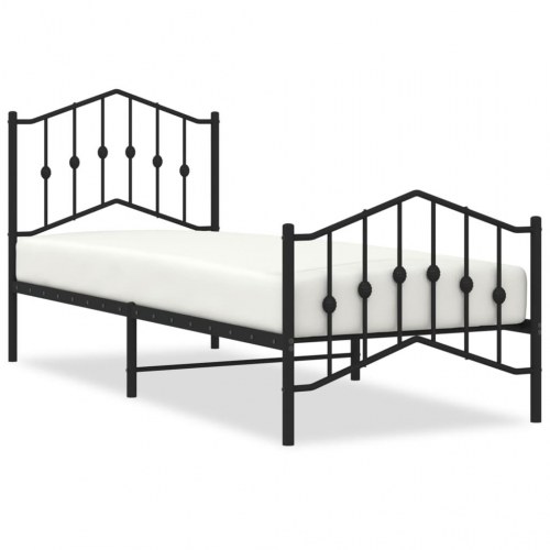 Sengeramme med sengegavl og fodgærde 80x200 cm - metal, sort