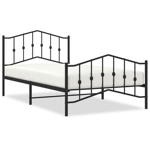 Sengeramme med sengegavl og fodgærde 107x203 cm metal sort