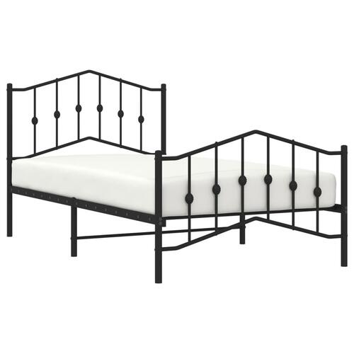 Sengeramme med sengegavl og fodgærde 100x190 cm metal sort
