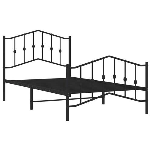 Sengeramme med sengegavl og fodgærde 100x190 cm metal sort