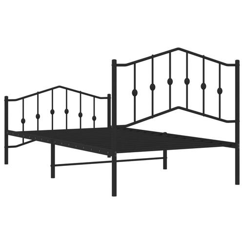 Sengeramme med sengegavl og fodgærde 100x190 cm metal sort