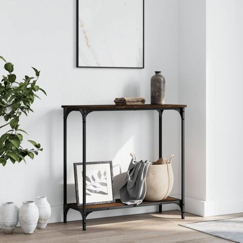 Konsolbord 75x30,5x75 cm konstrueret træ brunt egetræ