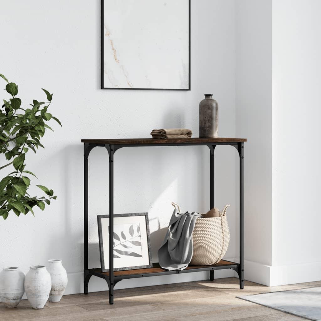 Konsolbord 75x30,5x75 cm konstrueret træ brunt egetræ