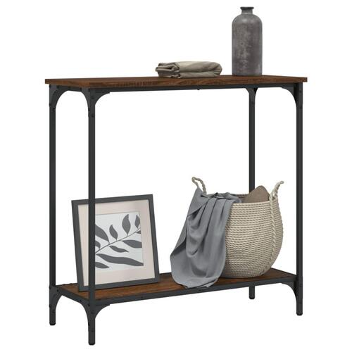 Konsolbord 75x30,5x75 cm konstrueret træ brunt egetræ