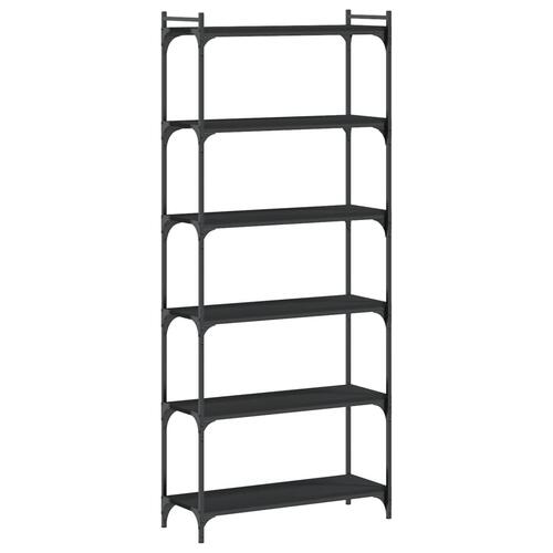 Bogreol med 6 hylder 80x30x188 cm konstrueret træ sort