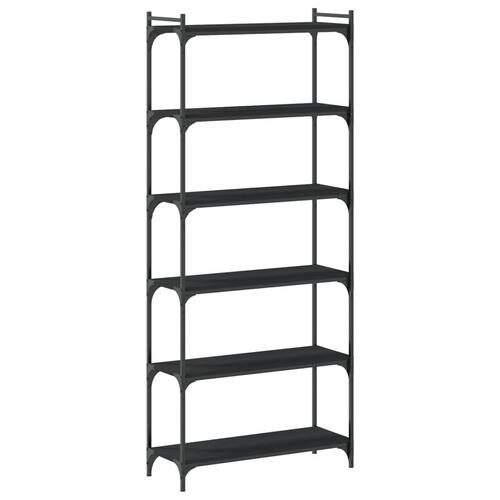 Bogreol med 6 hylder 80x30x188 cm konstrueret træ sort