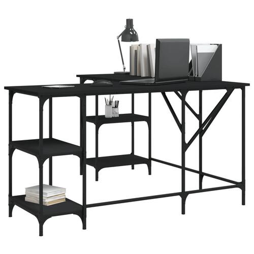 Skrivebord 139x139x75 cm konstrueret træ sort