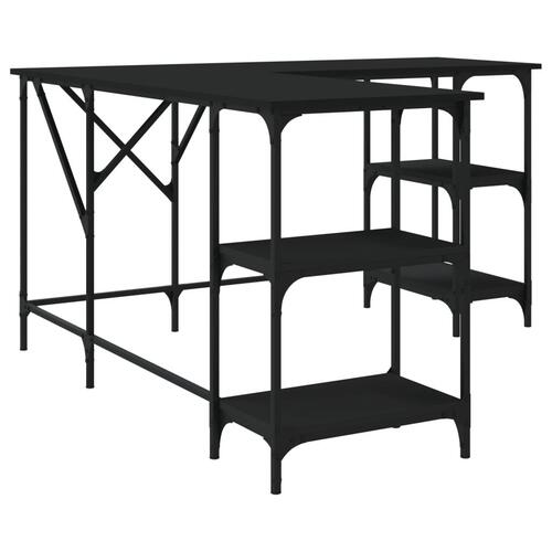 Skrivebord 139x139x75 cm konstrueret træ sort