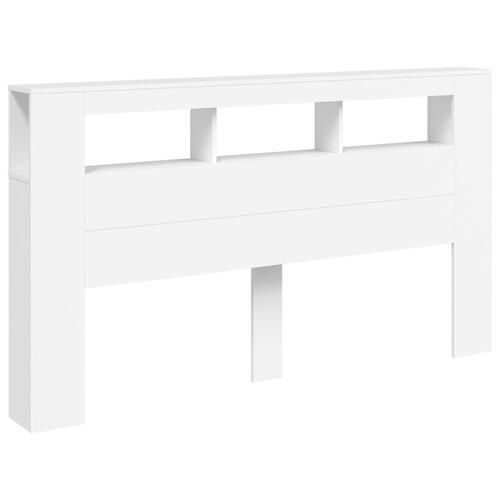 Sengegavl med LED-lys 180x18,5x103,5 cm konstrueret træ hvid