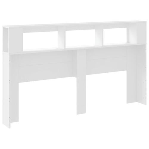 Sengegavl med LED-lys 180x18,5x103,5 cm konstrueret træ hvid