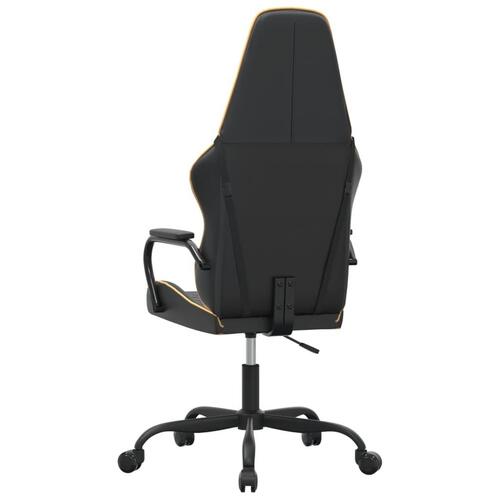 Gamingstol m. massagefunktion kunstlæder sort + guldfarvet