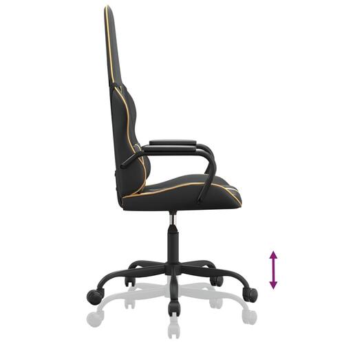 Gamingstol m. massagefunktion kunstlæder sort + guldfarvet