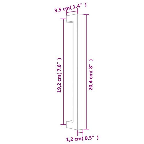 Skabshåndtag 20 stk. 192 mm rustfrit stål sølvfarvet