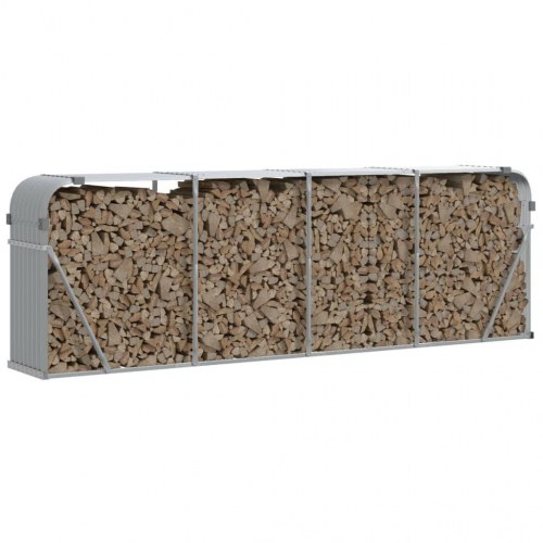 Brændeholder lysegrå 300×45×100 cm - galvaniseret stål