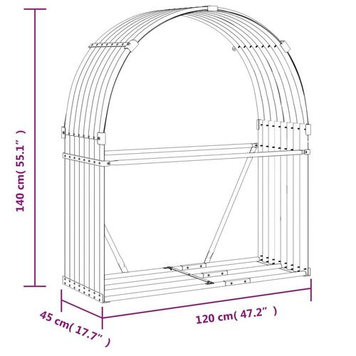 Brændestativ 120x45x140 cm galvaniseret stål antracitgrå