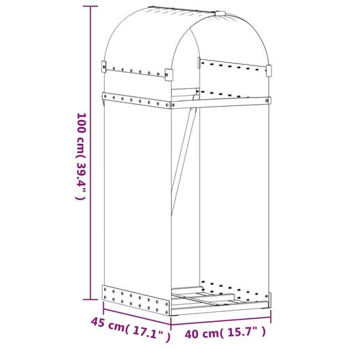 Brændestativ 40x45x100 cm galvaniseret stål lysebrun