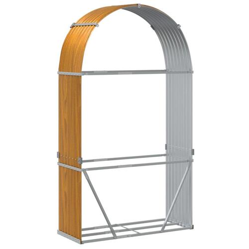 Brændestativ 120x45x210 cm galvaniseret stål lysebrun