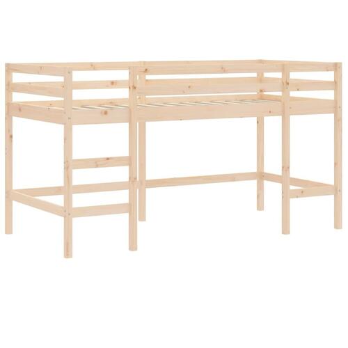 Højseng med gardiner 80x200 cm massivt fyrretræ blå