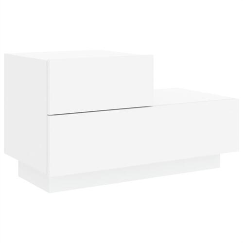Sengebord med LED-lys 70x36x40,5 cm hvid