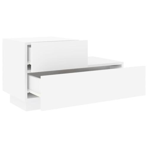 Sengebord med LED-lys 70x36x40,5 cm hvid