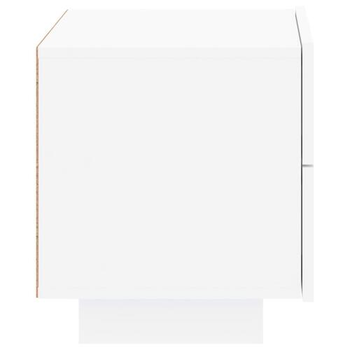 Sengebord med LED-lys 70x36x40,5 cm hvid