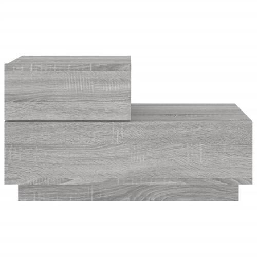 Sengebord med LED-lys 70x36x40,5 cm grå sonoma-eg