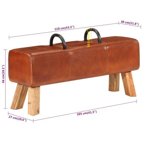Gymnastikbuk 110 cm ægte skind brun
