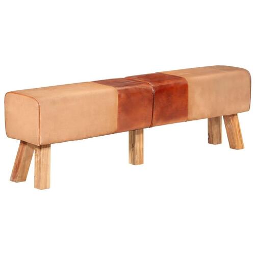 Gymnastikbuk 160 cm ægte skind og kanvas brun