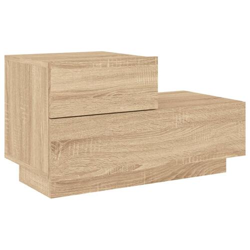Sengebord med LED-lys 70x36x40,5 cm sonoma-eg