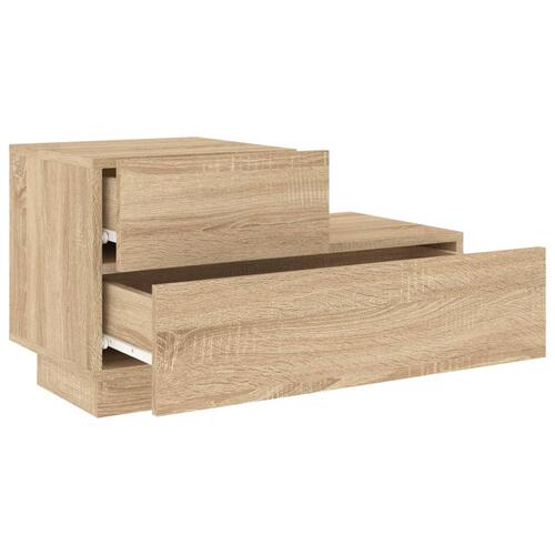 Sengebord med LED-lys 70x36x40,5 cm sonoma-eg