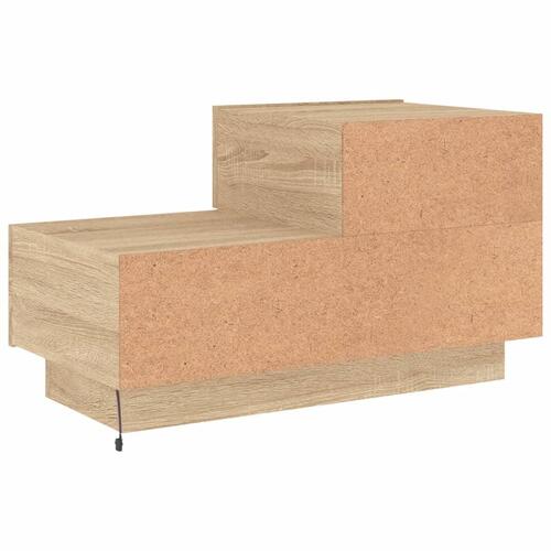Sengebord med LED-lys 70x36x40,5 cm sonoma-eg