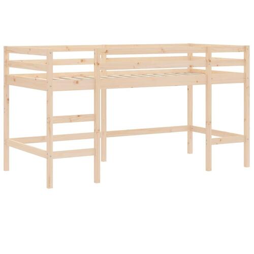 Højseng med gardiner 90x200 cm massivt fyrretræ hvid og sort