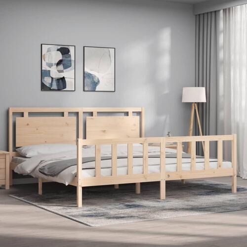 Sengeramme med sengegavl 180x200 cm massivt træ