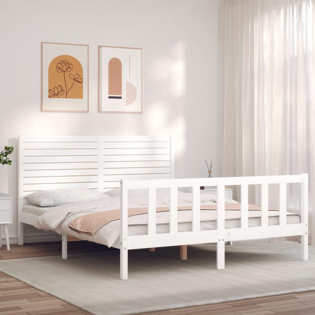 Sengeramme uden madras 160x200 cm massivt fyrretræ hvid