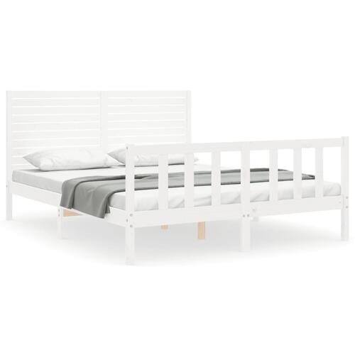 Sengeramme uden madras 160x200 cm massivt fyrretræ hvid