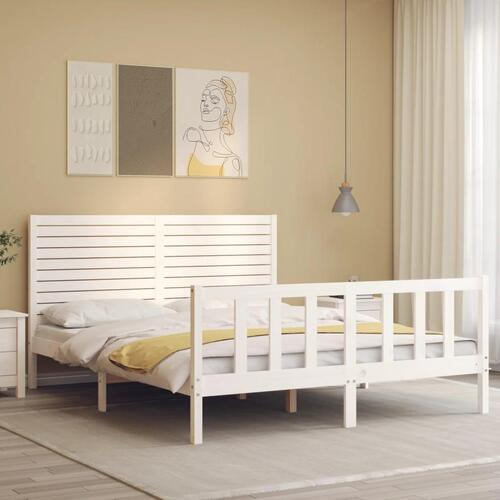 Sengeramme uden madras 160x200 cm massivt fyrretræ hvid