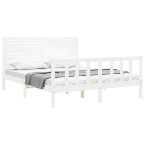 Sengeramme uden madras 160x200 cm massivt fyrretræ hvid