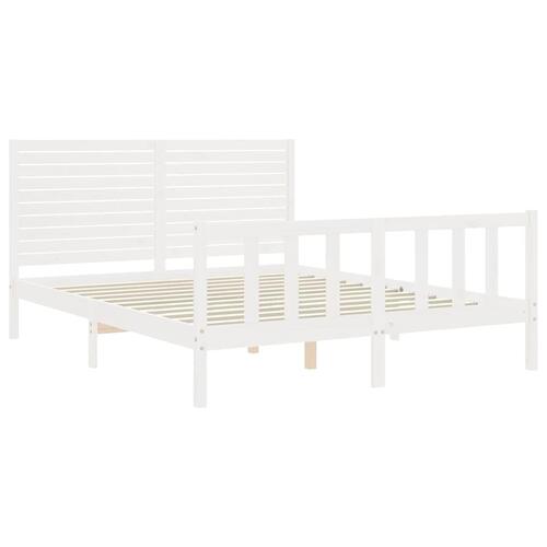 Sengeramme uden madras 160x200 cm massivt fyrretræ hvid