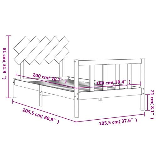 Sengeramme uden madras 100x200 cm massivt fyrretræ