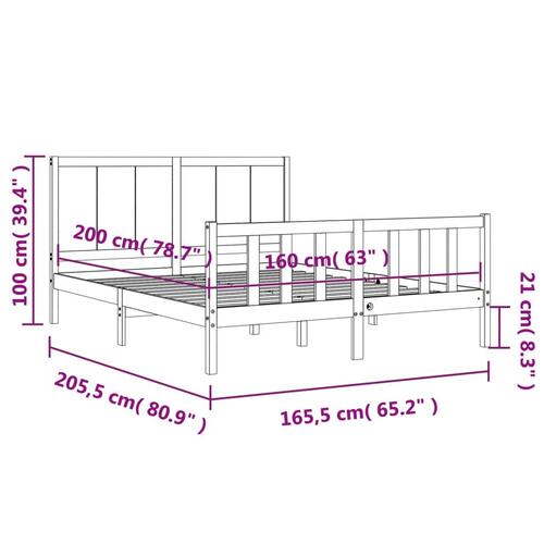 Sengeramme med sengegavl 160x200 cm massivt træ