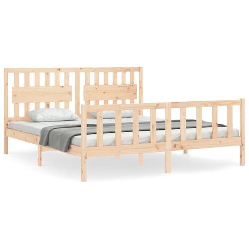Sengeramme med sengegavl Super King Size massivt træ