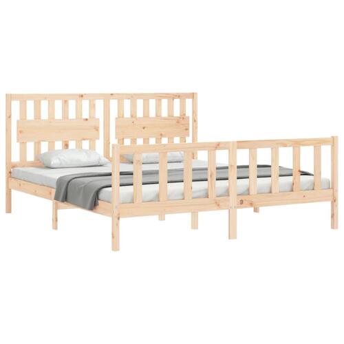 Sengeramme med sengegavl Super King Size massivt træ