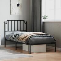 Sengeramme med sengegavl 90x190 cm metal sort