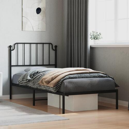 Sengeramme med sengegavl 90x190 cm metal sort
