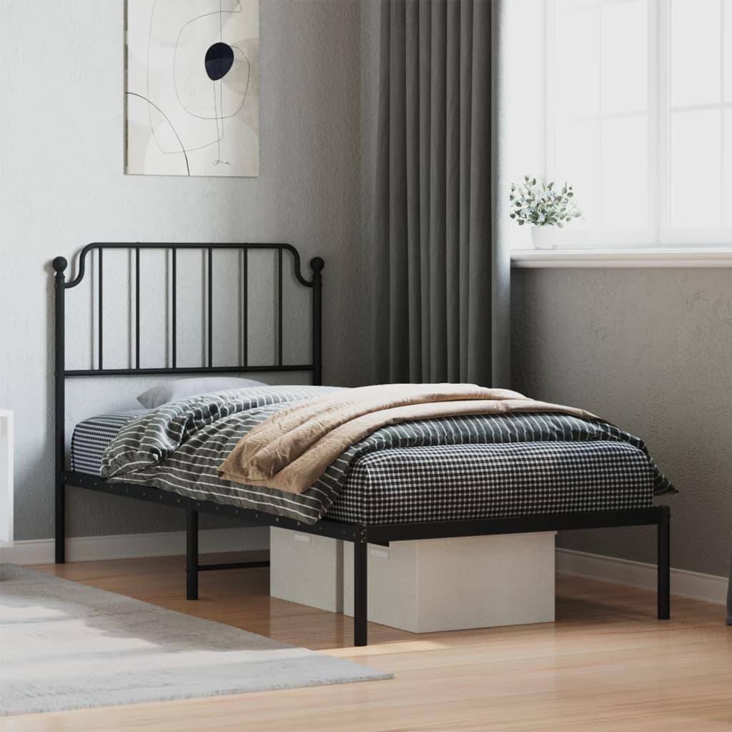 Sengeramme med sengegavl 90x190 cm metal sort