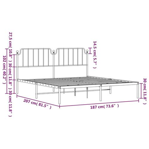Sengeramme med sengegavl 180x200 cm metal sort